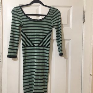 Bebe XS Striped Bodycon Dress